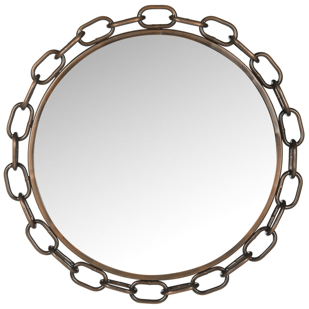 Safavieh Atlantis Mirror Chain Link 22 x 22 Antique Copper Iron Glass Wood MIR4042A 683726789611