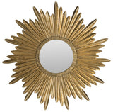 Safavieh Josephine Mirror Sunburst Antique Gold and Black Iron Glass Wood MIR4056A 889048015647