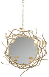 Safavieh Wreath Mirror 21.1 x 21.1 Antique Gold and Black Iron Glass Wood MIR4062A 889048016002
