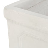 Burgos Outdoor Small and Large Cast Stone Planter Set, Antique White Noble House