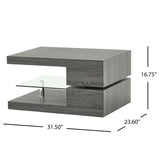 Small Rectangular Mod Coffee Table with Glass Noble House