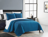 Xavier Blue King 3pc Quilt Set