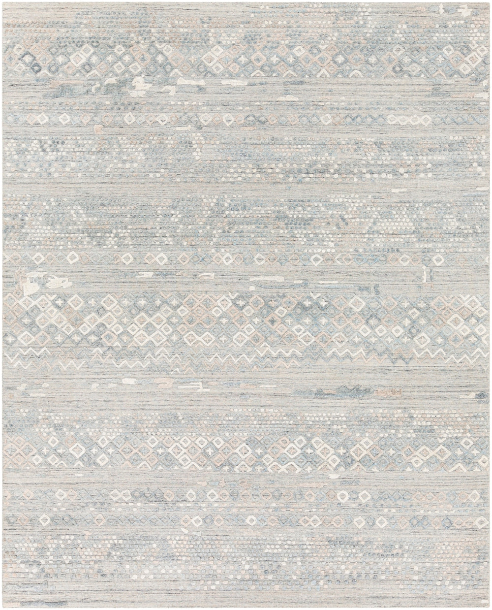 Makalu MKL-2303 Global Viscose, Wool Rug MKL2303-81012 Pale Blue, Medium Gray, Sage, Light Gray, Taupe 70% Viscose, 30% Wool 8'10" x 12'