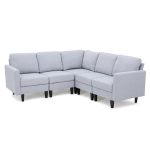 Zahra Light Grey Fabric Sectional Couch