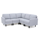 Zahra Light Grey Fabric Sectional Couch