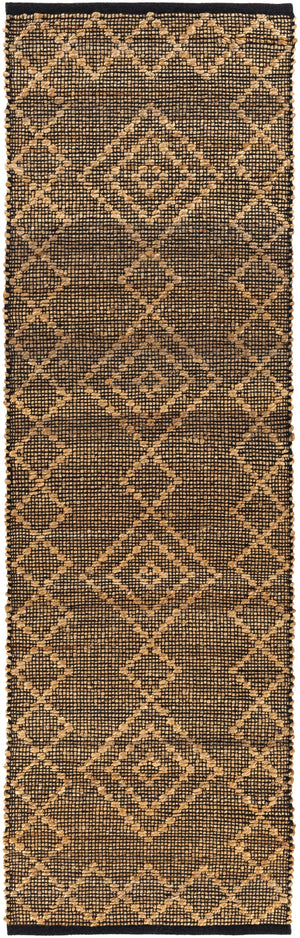Mallorca MLC-2300 Global Jute, Cotton Rug MLC2300-268 Black, Tan 80% Jute, 20% Cotton 2'6" x 8'