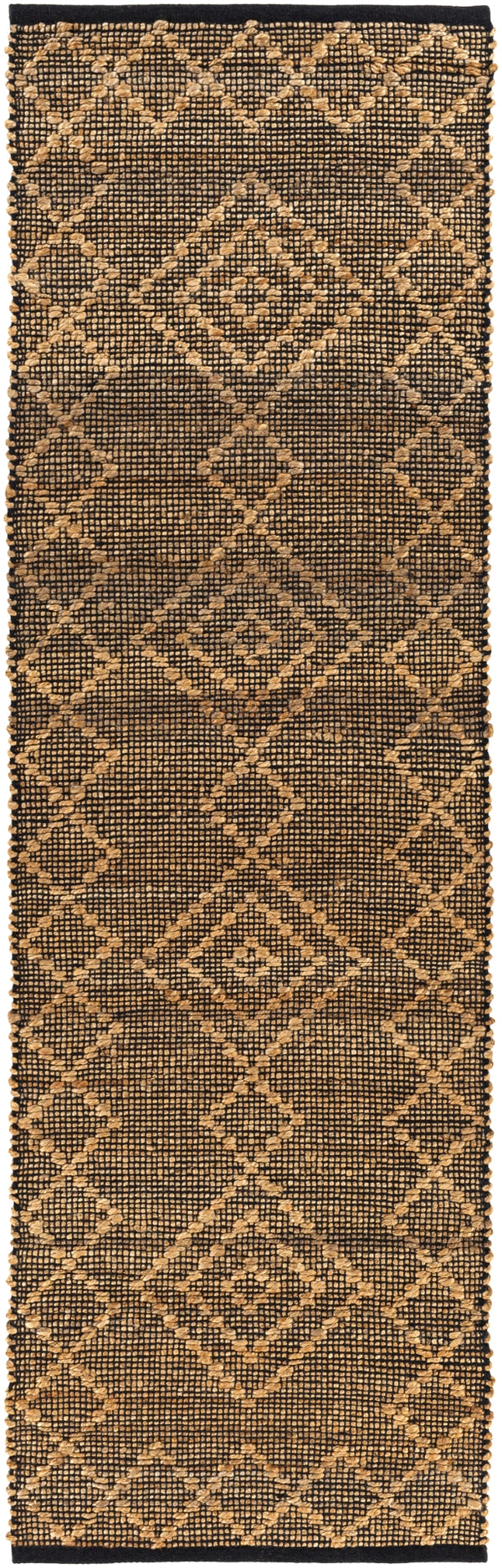 Mallorca MLC-2300 Global Jute, Cotton Rug MLC2300-268 Black, Tan 80% Jute, 20% Cotton 2'6" x 8'