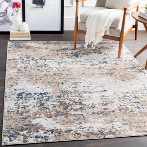 Milano MLN-2300 Modern Viscose, Polyester Rug MLN2300-9123 Light Gray, Ivory, Dark Brown, Bright Blue, White, Mustard, Camel 60% Viscose, 40% Polyester 9' x 12'3"