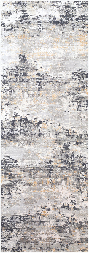 Milano MLN-2301 Modern Viscose, Polyester Rug MLN2301-2777 Light Gray, Medium Gray, Mustard, White, Charcoal 60% Viscose, 40% Polyester 2'7" x 7'7"
