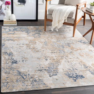Milano MLN-2302 Modern Viscose, Polyester Rug MLN2302-9123 Light Gray, Mustard, Ivory, Bright Blue, White 60% Viscose, 40% Polyester 9' x 12'3"