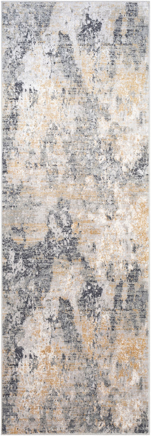 Milano MLN-2303 Modern Viscose, Polyester Rug MLN2303-2777 Light Gray, Charcoal, Mustard, Medium Gray, White 60% Viscose, 40% Polyester 2'7" x 7'7"