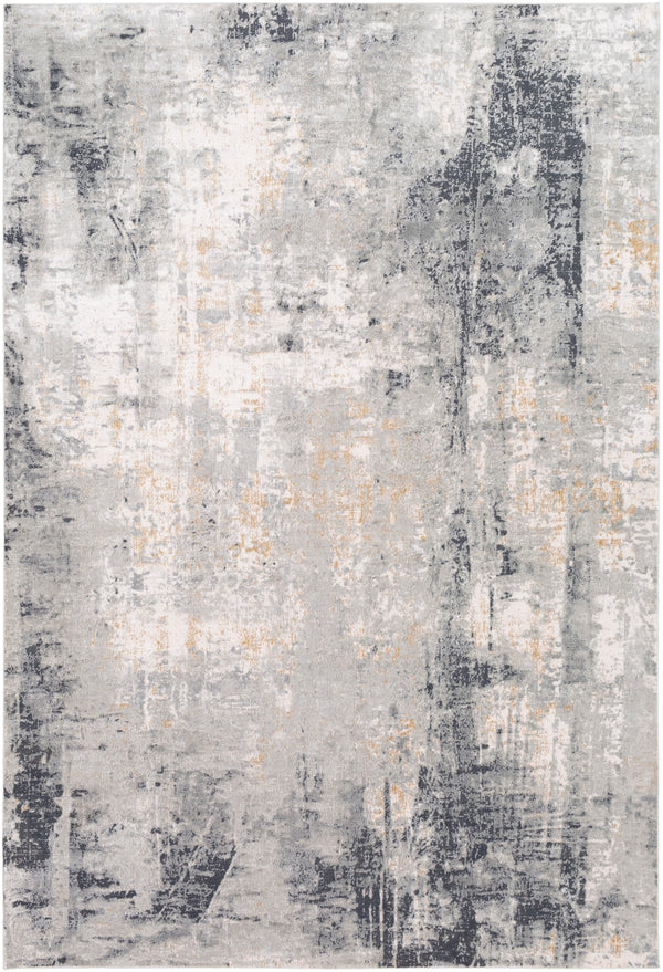 Milano MLN-2304 Modern Viscose, Polyester Rug MLN2304-9123 Light Gray, Medium Gray, Mustard, White, Charcoal 60% Viscose, 40% Polyester 9' x 12'3"