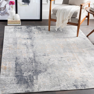 Milano MLN-2304 Modern Viscose, Polyester Rug MLN2304-9123 Light Gray, Medium Gray, Mustard, White, Charcoal 60% Viscose, 40% Polyester 9' x 12'3"