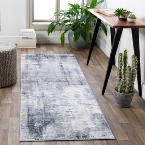 Milano MLN-2304 Modern Viscose, Polyester Rug MLN2304-2777 Light Gray, Medium Gray, Mustard, White, Charcoal 60% Viscose, 40% Polyester 2'7" x 7'7"