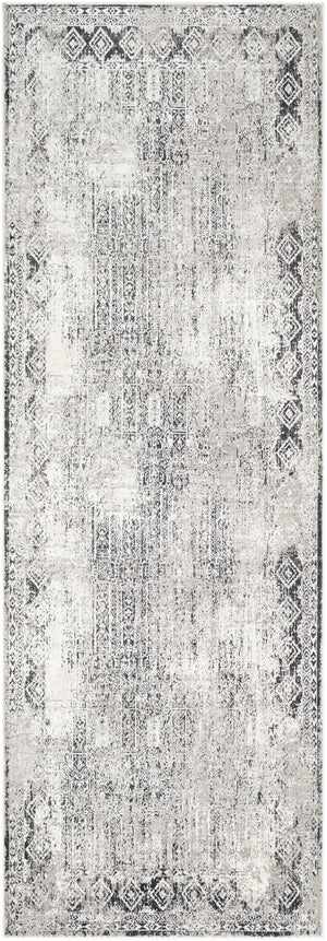 Milano MLN-2307 Traditional Viscose, Polyester Rug MLN2307-2777 Light Gray, Charcoal, Medium Gray, White 60% Viscose, 40% Polyester 2'7" x 7'7"