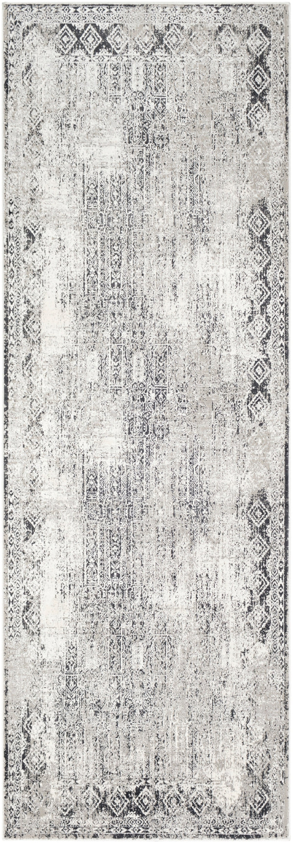 Milano MLN-2307 Traditional Viscose, Polyester Rug MLN2307-2777 Light Gray, Charcoal, Medium Gray, White 60% Viscose, 40% Polyester 2'7" x 7'7"