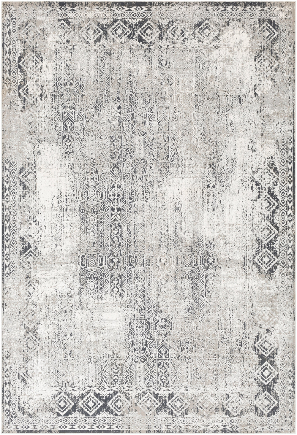 Milano MLN-2307 Traditional Viscose, Polyester Rug MLN2307-9123 Light Gray, Charcoal, Medium Gray, White 60% Viscose, 40% Polyester 9' x 12'3"