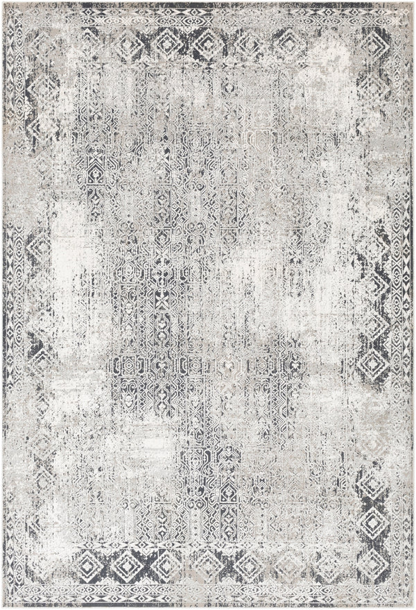 Milano MLN-2307 Traditional Viscose, Polyester Rug MLN2307-9123 Light Gray, Charcoal, Medium Gray, White 60% Viscose, 40% Polyester 9' x 12'3"
