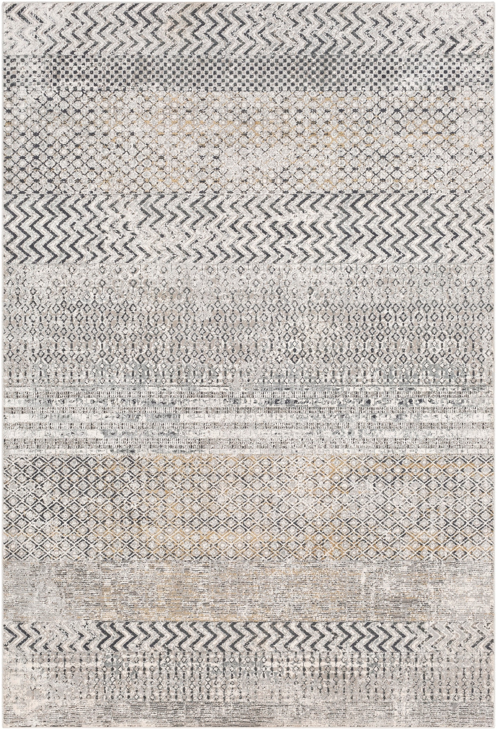 Milano MLN-2308 Global Viscose, Polyester Rug MLN2308-9123 Light Gray, Charcoal, Medium Gray, Mustard, White 60% Viscose, 40% Polyester 9' x 12'3"