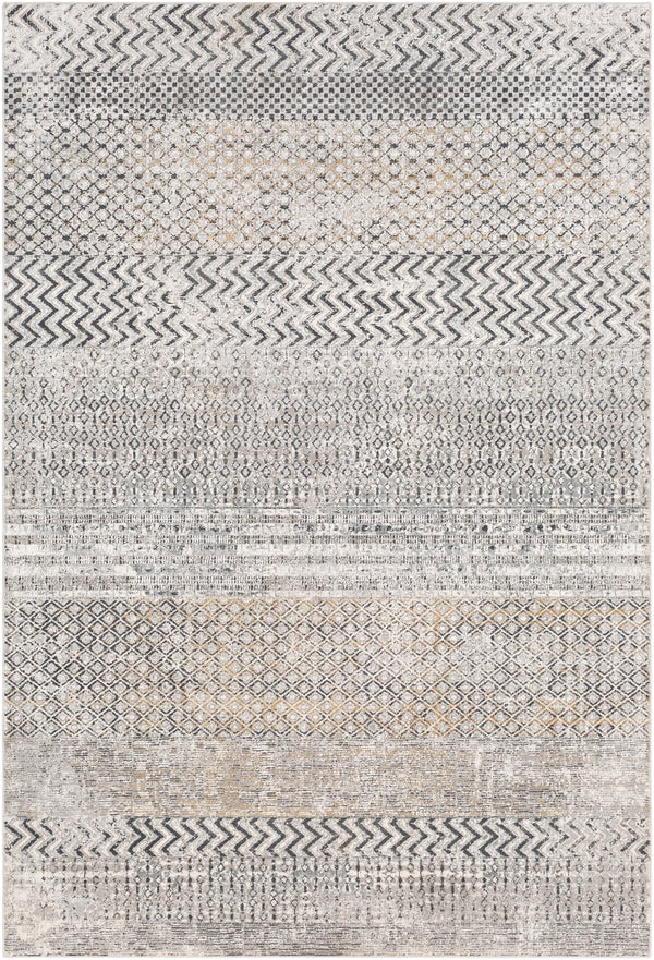 Milano MLN-2308 Global Viscose, Polyester Rug MLN2308-9123 Light Gray, Charcoal, Medium Gray, Mustard, White 60% Viscose, 40% Polyester 9' x 12'3"