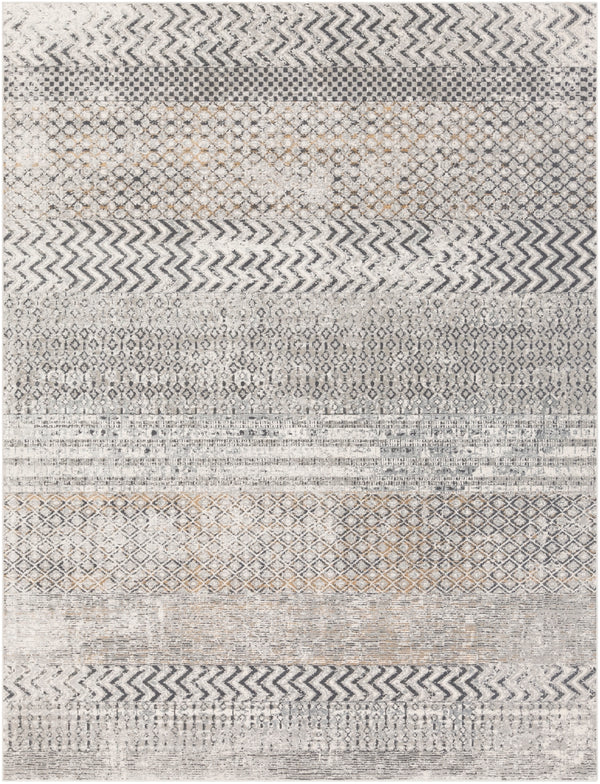 Milano MLN-2308 Global Viscose, Polyester Rug MLN2308-710103 Light Gray, Charcoal, Medium Gray, Mustard, White 60% Viscose, 40% Polyester 7'10" x 10'3"