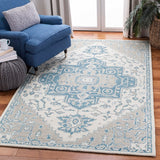 Micro-Loop 213 Transitional Hand Tufted 100% Wool Pile Rug Ivory / Blue