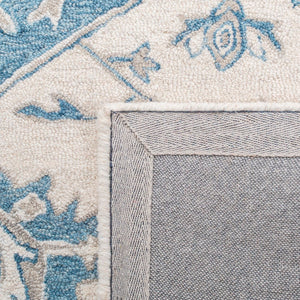 Micro-Loop 213 Transitional Hand Tufted 100% Wool Pile Rug Ivory / Blue
