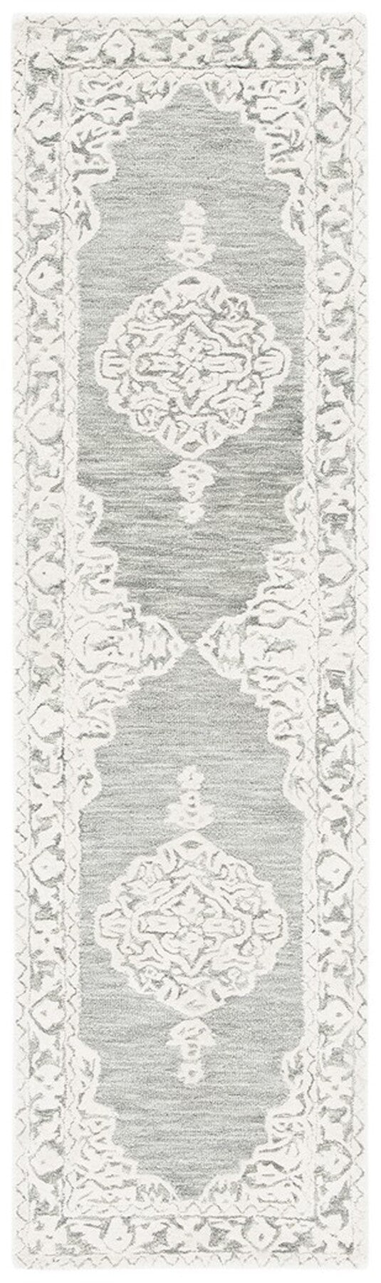 Micro-Loop 275 Bohemian Hand Tufted 100% Wool Pile Rug Grey / Ivory