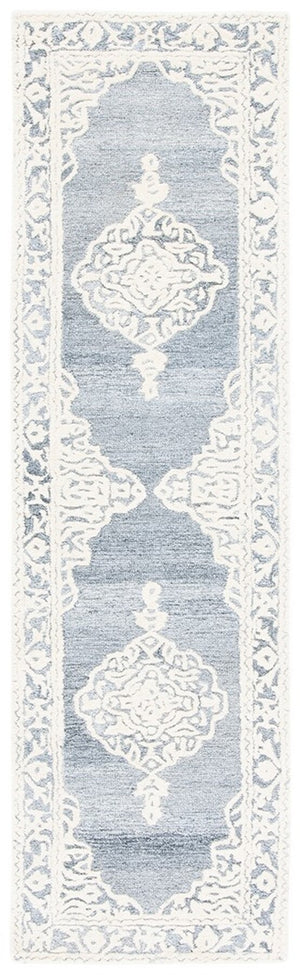 Micro-Loop 275 Bohemian Hand Tufted 100% Wool Pile Rug Light Blue / Ivory