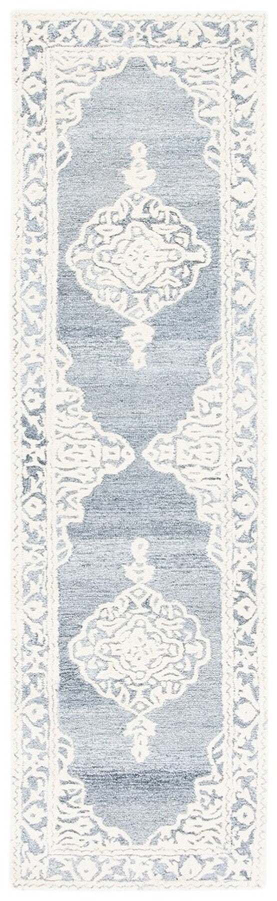 Micro-Loop 275 Bohemian Hand Tufted 100% Wool Pile Rug Light Blue / Ivory