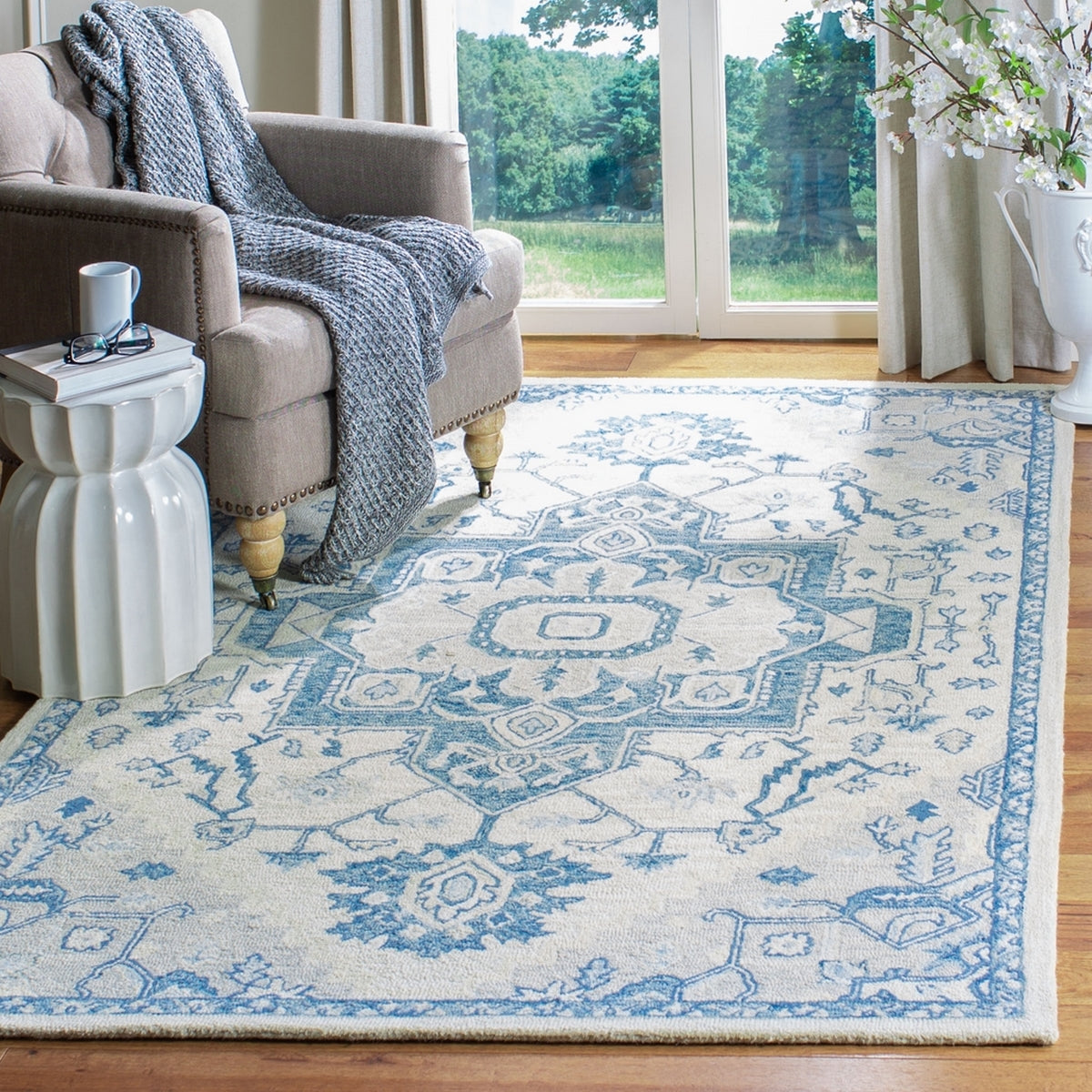 Small Tuft Rugs Micro Hand Tufted Wool Rug - Elegant Rectangle Design with 7MM Loop Pi