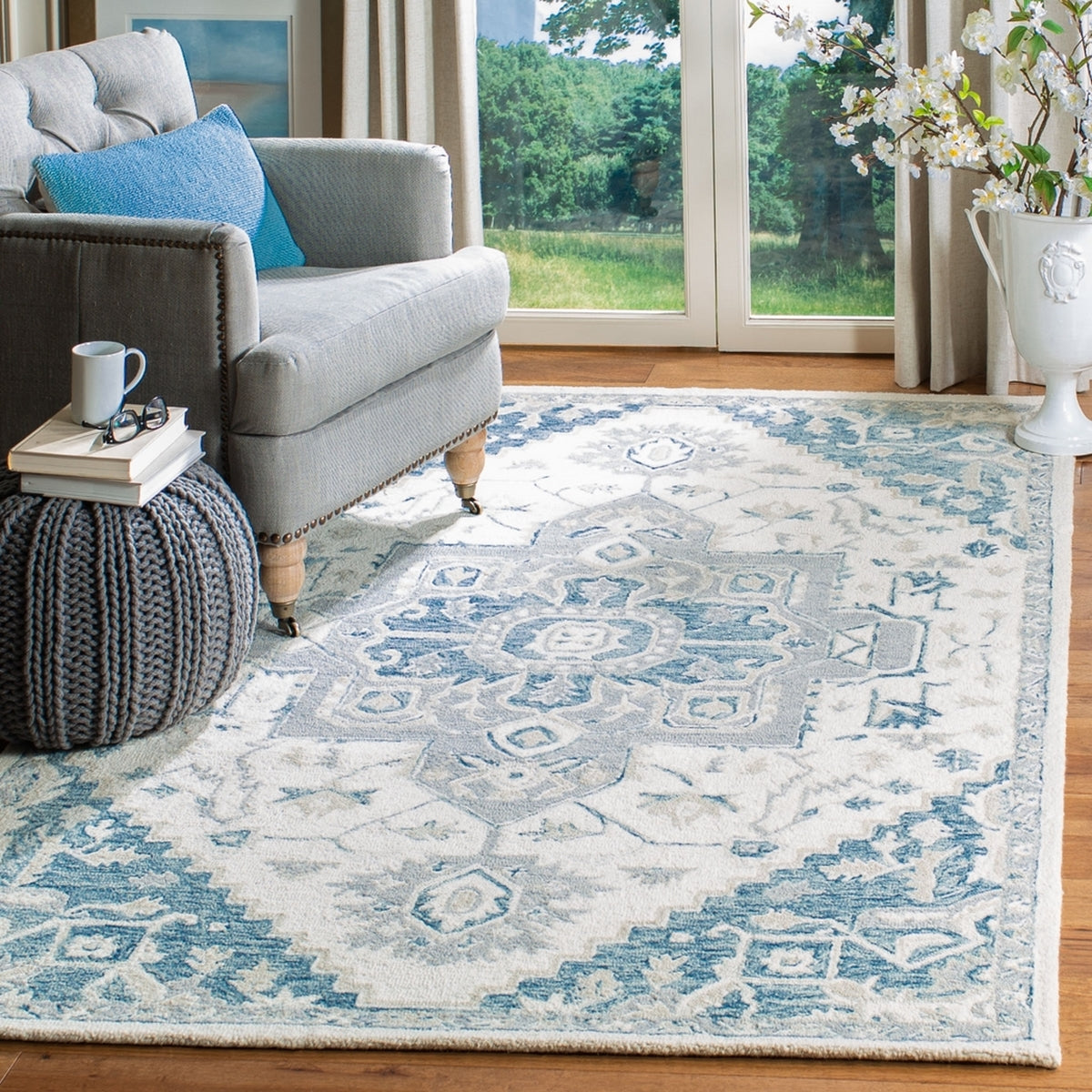Small Tuft Rugs Micro Hand Tufted Wool Rug - Elegant Rectangle Design with 7MM Loop Pi