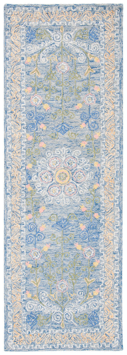 Micro-Loop 522  Hand Tufted 100% Wool Pile Rug Blue / Green