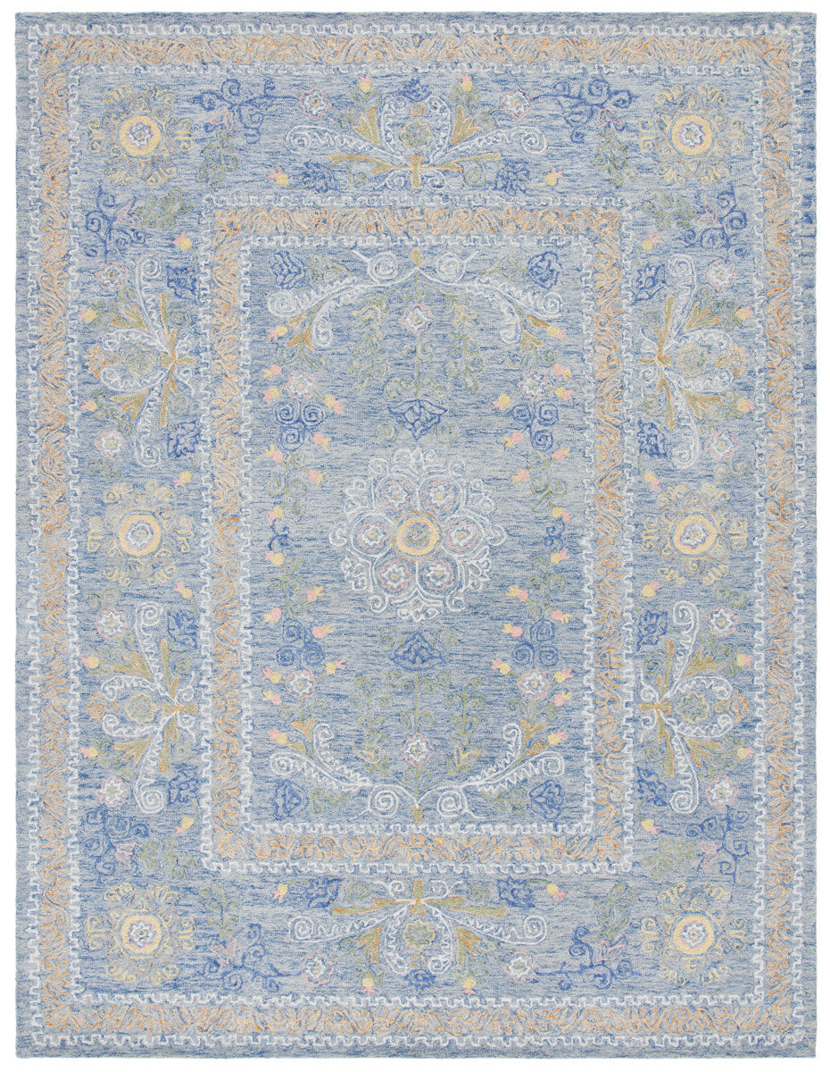 Micro-Loop 522  Hand Tufted 100% Wool Pile Rug Blue / Green