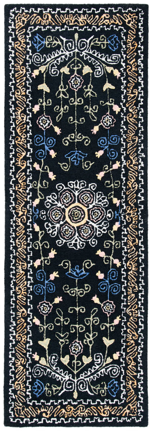 Micro-Loop 522  Hand Tufted 100% Wool Pile Rug Black / Green