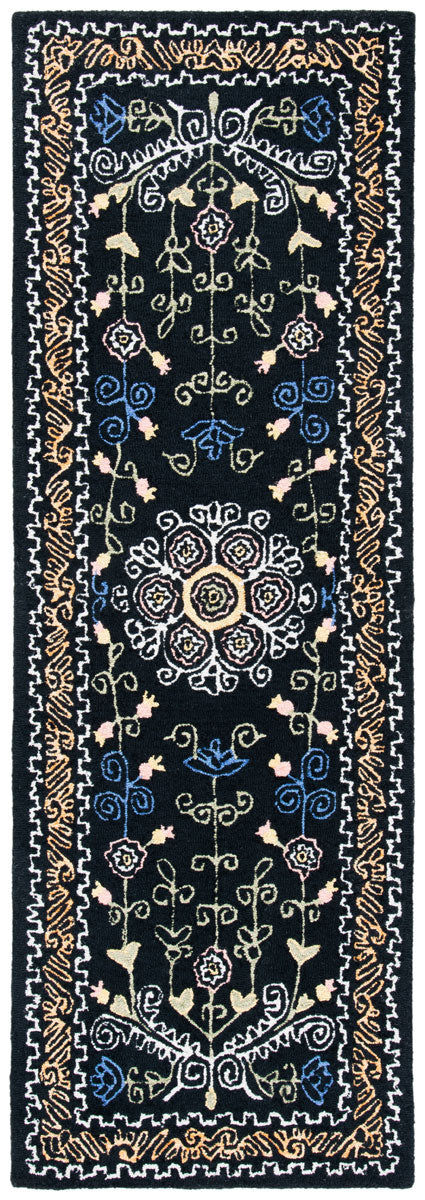 Micro-Loop 522  Hand Tufted 100% Wool Pile Rug Black / Green