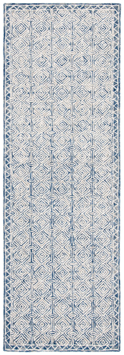 Micro-Loop 526  Hand Tufted 100% Wool Pile Rug Navy / Ivory