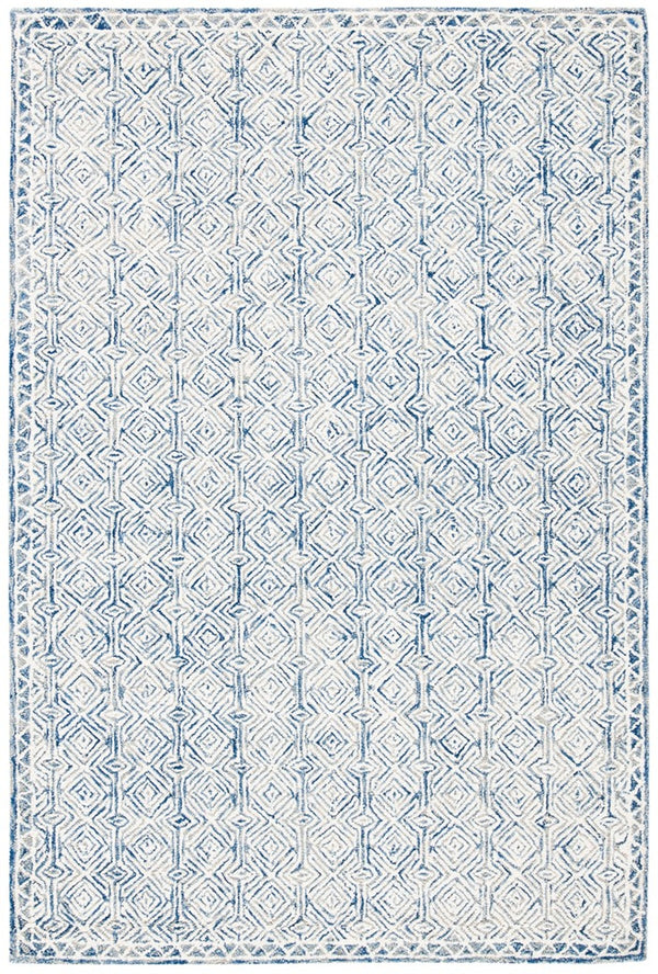 Micro-Loop 526  Hand Tufted 100% Wool Pile Rug Navy / Ivory