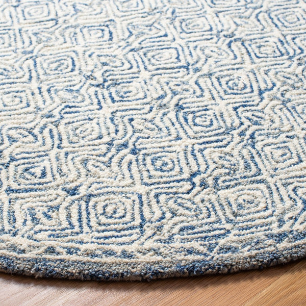 Micro-Loop 526  Hand Tufted 100% Wool Pile Rug Navy / Ivory