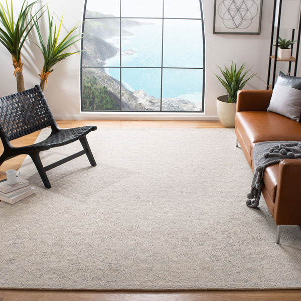 Micro-Loop 527  Hand Tufted 100% Wool Pile Rug Silver / Grey