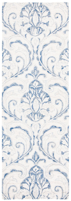 Micro-Loop 532 Contemporary Hand Tufted 100% Wool Pile Rug Ivory / Blue