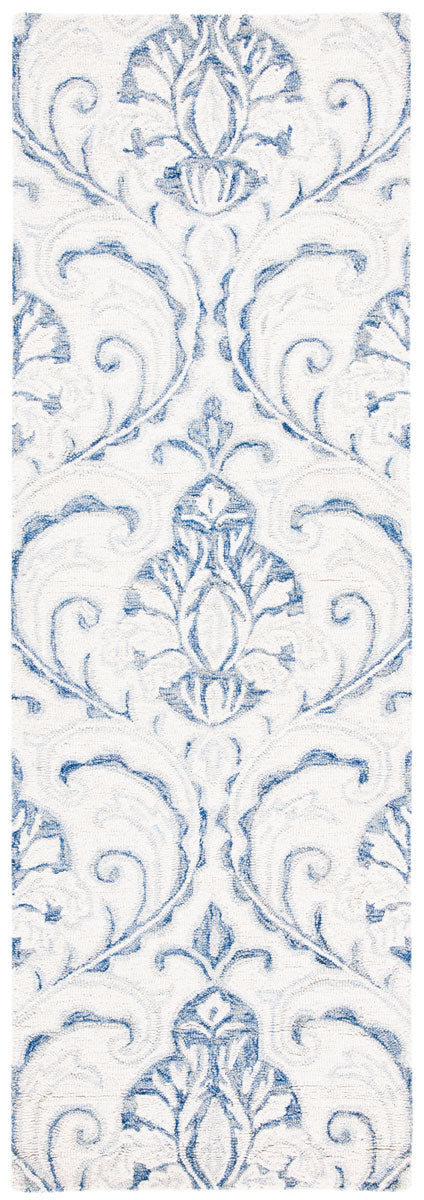 Micro-Loop 532 Contemporary Hand Tufted 100% Wool Pile Rug Ivory / Blue