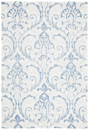 Micro-Loop 532 Contemporary Hand Tufted 100% Wool Pile Rug Ivory / Blue