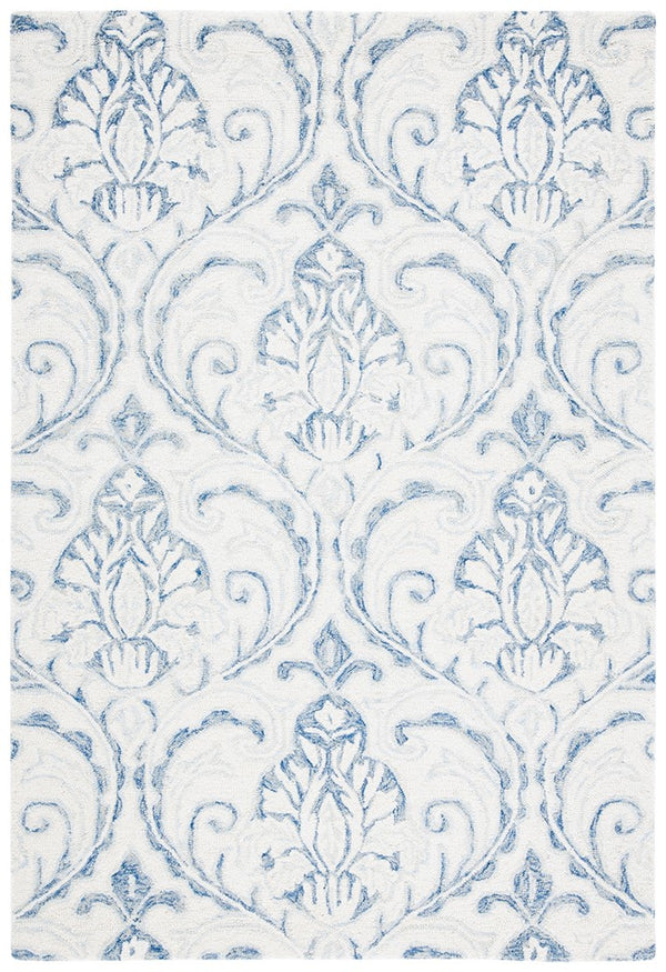 Micro-Loop 532 Contemporary Hand Tufted 100% Wool Pile Rug Ivory / Blue