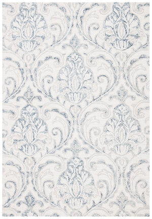 Micro-Loop 532 Contemporary Hand Tufted 100% Wool Pile Rug Ivory / Grey