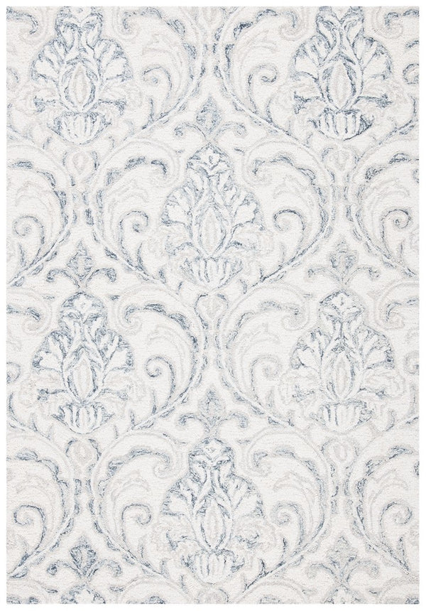 Micro-Loop 532 Contemporary Hand Tufted 100% Wool Pile Rug Ivory / Grey