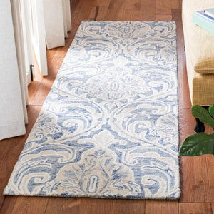 Micro-Loop 532 Contemporary Hand Tufted 100% Wool Pile Rug Blue / Ivory