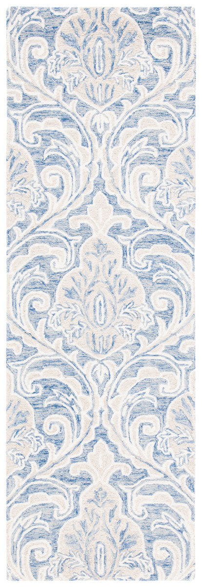 Micro-Loop 532 Contemporary Hand Tufted 100% Wool Pile Rug Blue / Ivory