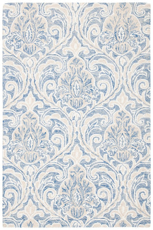 Micro-Loop 532 Contemporary Hand Tufted 100% Wool Pile Rug Blue / Ivory