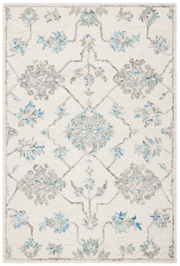 Micro-Loop 534 Contemporary Hand Tufted 100% Wool Pile Rug Ivory / Grey